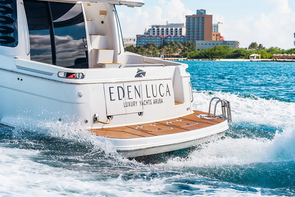 Eden Luca Blue, Stern Wake Near the Marina