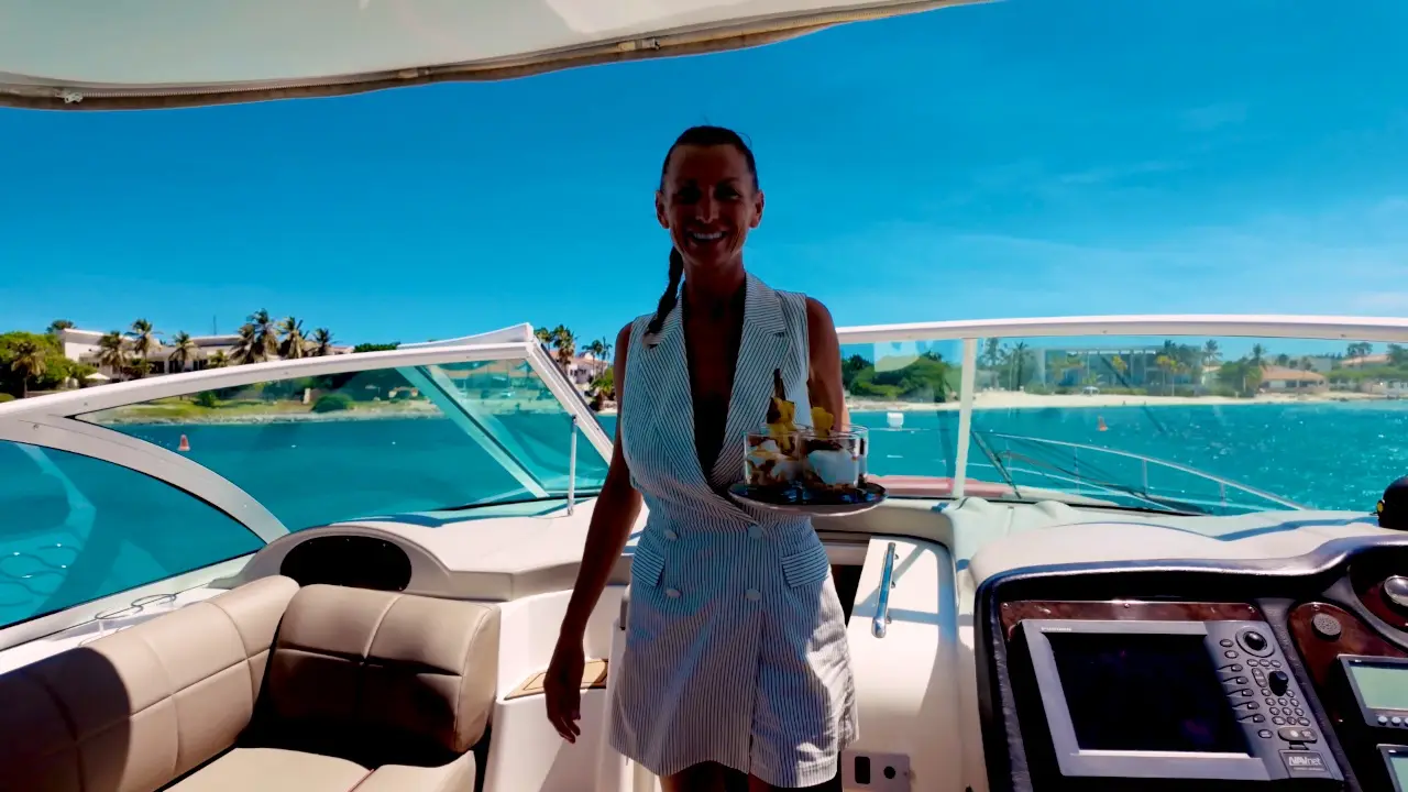 Eden Luca crew member bringing drinks to the cockpit of Eden Luca Red
